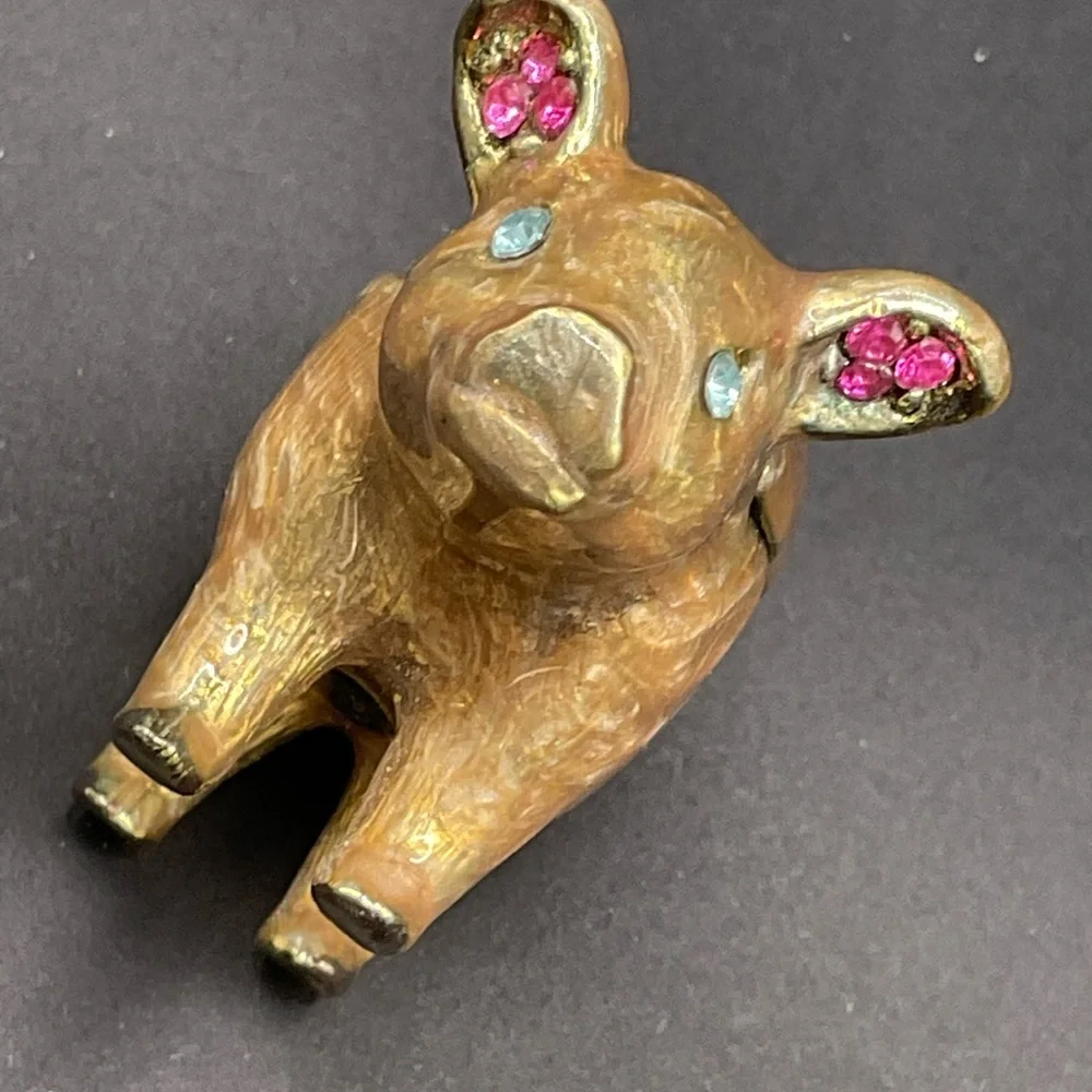 VINTAGE MONET ENAMELED PIG TRINKET‎ BOX